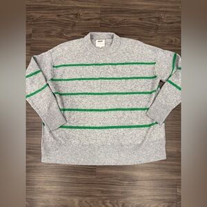 Aerie Unreal Green and Gray striped pullover sweater